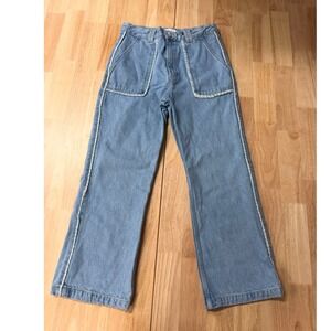 Zara Women's High Rise Straight Leg Light Wash Hippie Embroidered Jeans 8